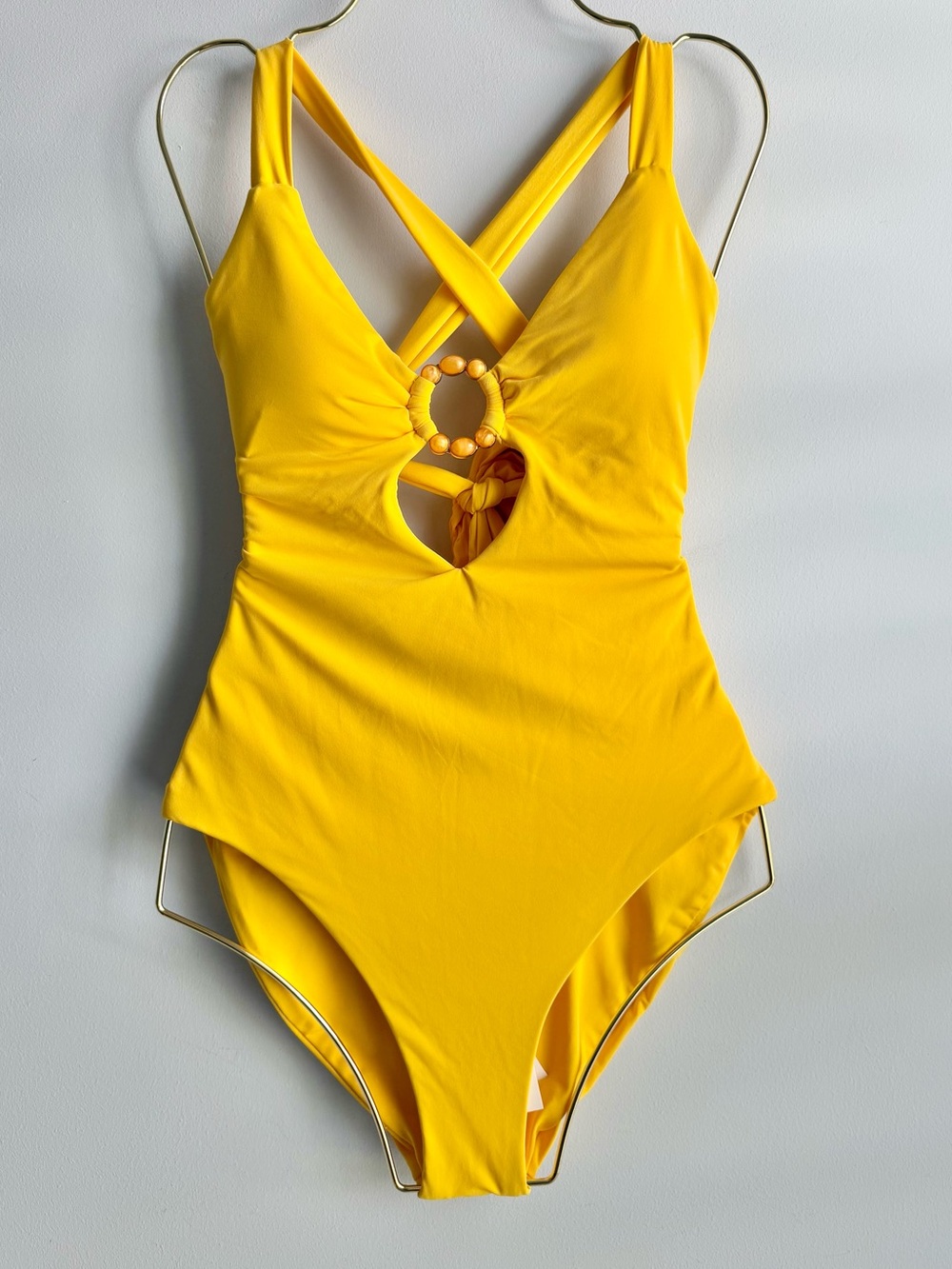 Becca Women's Yellow Marble Canyon One-Piece Swimsuit Size Large